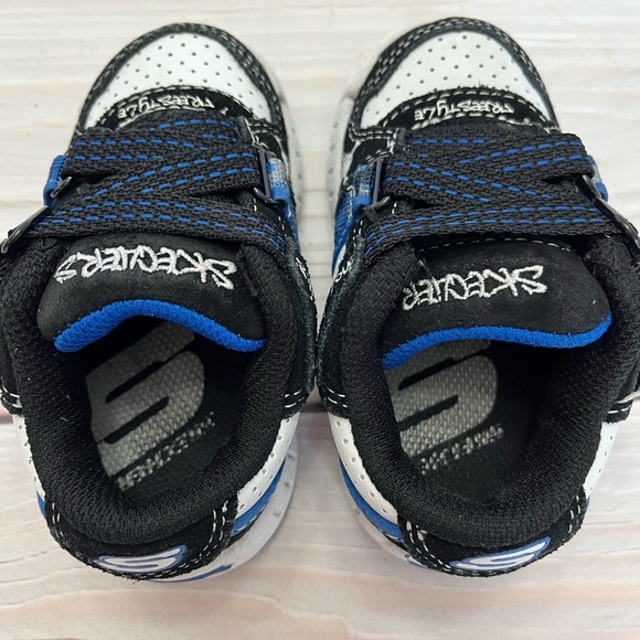 Skechers Baby Boy SKX Blue Black White Sneakers Size 5 - Picture 6 of 8